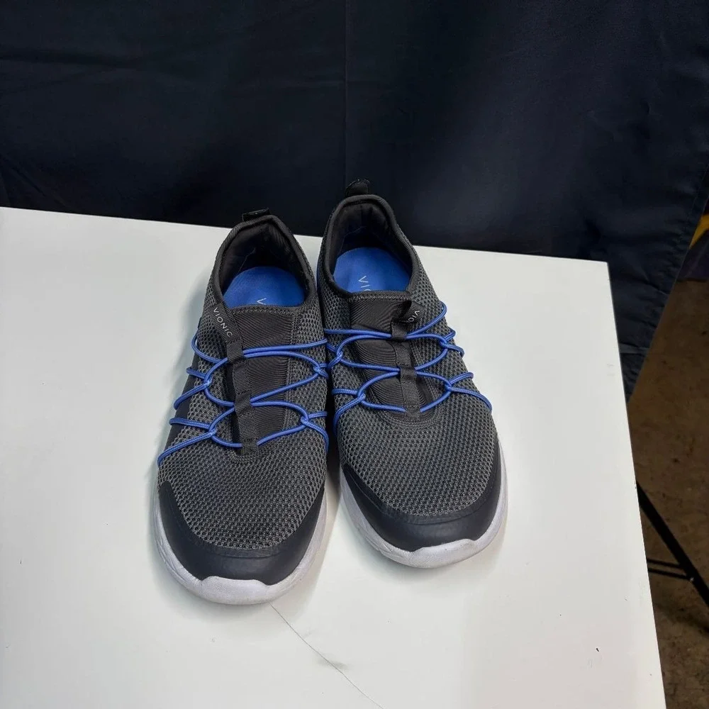 Vionic Sneakers Bungee Lace Orthotic Womens 10W EU41 Gray Blue Jada Pre-owned